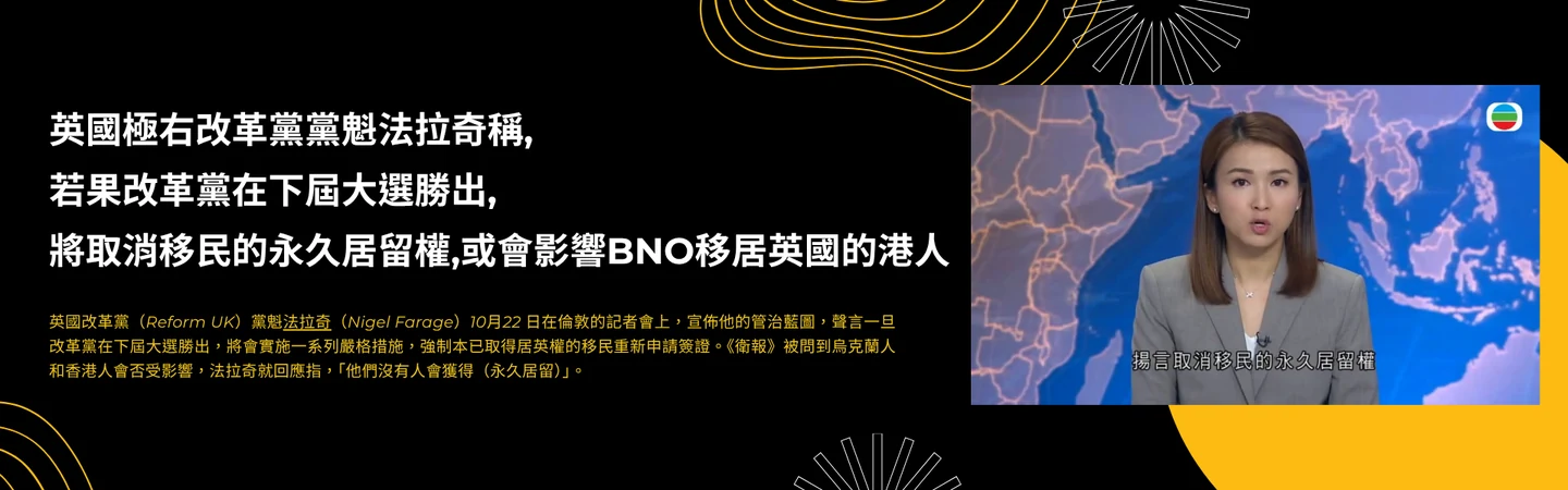 英國極右改革黨揚言取消移民永久居留權 黨魁：沒有人會獲得權利 16 萬 BNO 移英港人或受影響 — 信譽車行消息配圖